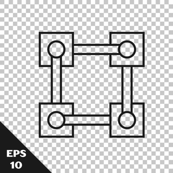 Fekete vonal Blockchain technológia ikon izolált átlátszó háttér. Cryptocurrency adatok. Absztrakt geometriai blokklánc hálózati technológia üzleti. Vektoros illusztráció — Stock Vector