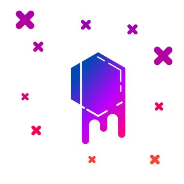 Beyaz arka planda yalıtılmış Renkli Petek simgesi. Bal hücreleri sembolü. Tatlı doğal yemekler. Gradyan rasgele dinamik şekiller. Vektör İllüstrasyonu