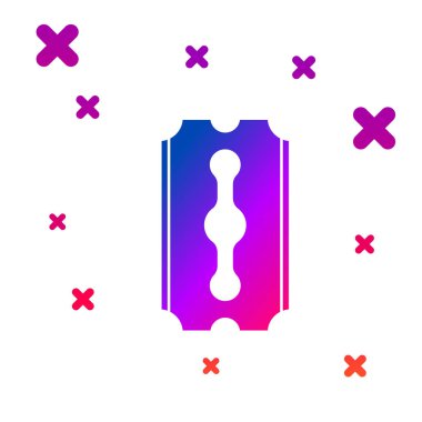 Beyaz arka planda yalıtılmış renkli bıçak jilet simgesi. Gradyan rasgele dinamik şekiller. Vektör İllüstrasyonu