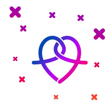 Beyaz arka planda yalıtılmış renk Simit simgesi. Alman konfor gıda pasta. Oktoberfest festivali. Gradyan rasgele dinamik şekiller. Vektör İllüstrasyonu