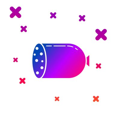 Beyaz arka planda izole renk Salam sosis simgesi. Et şarküteri ürünü. Gradyan rasgele dinamik şekiller. Vektör İllüstrasyonu