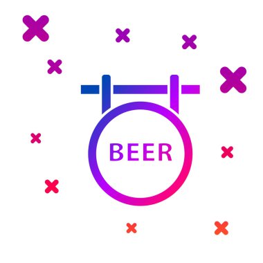 Beyaz arka planda izole yazıt Bira simgesi ile Color Street tabela. Reklam bar, kafe, pub, restoran için uygundur. Gradyan rasgele dinamik şekiller. Vektör İllüstrasyonu