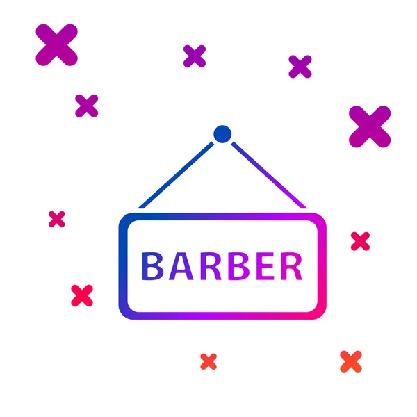 Ícone de barbearia de cor isolado no fundo branco. Logotipo de cabeleireiro ou tabuleta. Gradiente formas dinâmicas aleatórias. Ilustração vetorial —  Vetores de Stock