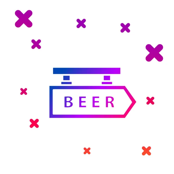Farbe Straßenschild mit der Aufschrift Bier-Symbol isoliert auf weißem Hintergrund. geeignet für Werbung Bar, Café, Pub, Restaurant. Gradienten zufällige dynamische Formen. Vektorillustration — Stockvektor