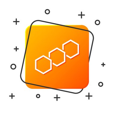 Beyaz Petek simgesi beyaz arka plan üzerinde izole. Bal hücreleri sembolü. Tatlı doğal yemekler. Turuncu kare düğme. Vektör İllüstrasyonu