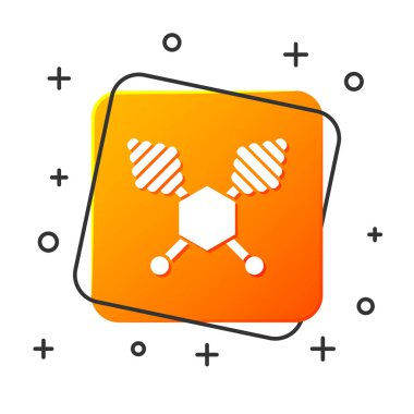 Beyaz Bal dipper sopa simgesi beyaz arka plan üzerinde izole. Bal kepçesi. Turuncu kare düğme. Vektör İllüstrasyonu