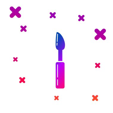 Beyaz arka planda yalıtılmış Renk Kesici araç simgesi. Bıçakla dikiş bıçağı. Gradyan rasgele dinamik şekiller. Vektör İllüstrasyonu