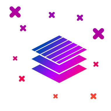 Beyaz arka plan üzerinde izole Renk Tekstil kumaş rulo simgesi. Rulo, paspas, halı, kumaş, halı veya kağıt rulo simgesi. Gradyan rasgele dinamik şekiller. Vektör İllüstrasyonu