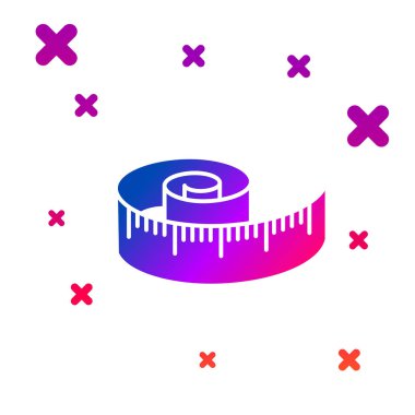 Beyaz arka planda yalıtılmış renk teyp ölçüsü simgesi. Ölçüm bandı. Gradyan rasgele dinamik şekiller. Vektör İllüstrasyonu