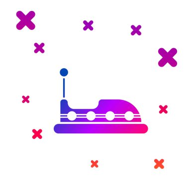 Beyaz arka planda yalıtılmış Renkli Tampon araba simgesi. Lunapark. Çocuk eğlence oyun alanı, eğlence parkı. Gradyan rasgele dinamik şekiller. Vektör İllüstrasyonu