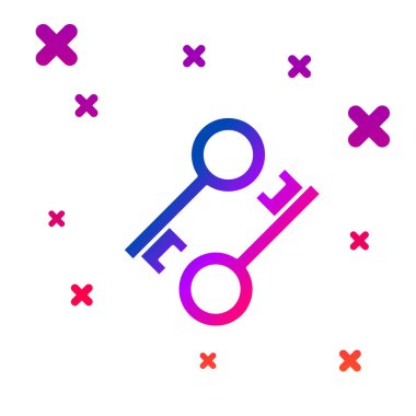 Beyaz arka planda yalıtılmış Renk Cryptocurrency anahtar simgesi. Siber güvenlik veya özel anahtar kavramı, teknoloji arayüzü ile dijital anahtar. Gradyan rasgele dinamik şekiller. Vektör İllüstrasyonu