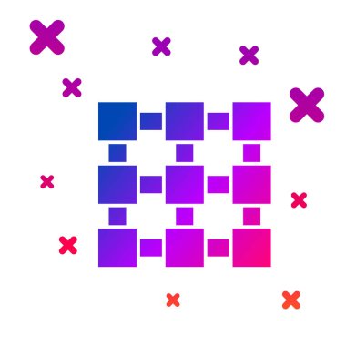 Beyaz arka planda yalıtılmış Renk Blockchain teknolojisi simgesi. Kripto para birimi verileri. Soyut geometrik blok zincir ağ teknolojisi iş. Gradyan rasgele dinamik şekiller. Vektör İllüstrasyonu