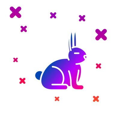 Beyaz arka planda yalıtılmış Renkli Tavşan simgesi. Gradyan rasgele dinamik şekiller. Vektör İllüstrasyonu