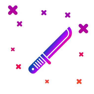 Beyaz arka planda izole renk avcısı bıçak simgesi. Çakısı. Gradyan rasgele dinamik şekiller. Vektör İllüstrasyonu