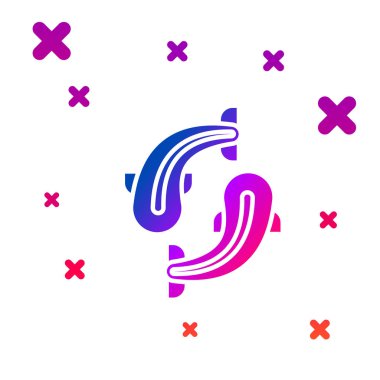 Beyaz arka planda izole renkli balık simgesi. Degrade rasgele dinamik şekiller. Vektör Illustration