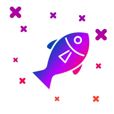 Beyaz arka planda izole renkli balık simgesi. Degrade rasgele dinamik şekiller. Vektör Illustration