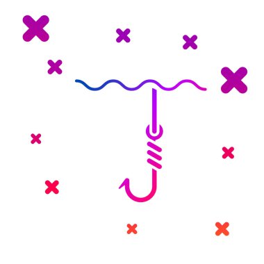 Beyaz arka plan üzerinde izole su simgesi altında Renk Balıkçılık kanca. Olta takımı. Gradyan rasgele dinamik şekiller. Vektör İllüstrasyonu