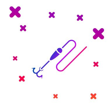 Beyaz arka plan üzerinde izole kanca ve float simgesi ile Renk Olta hattı. Olta takımı. Gradyan rasgele dinamik şekiller. Vektör İllüstrasyonu