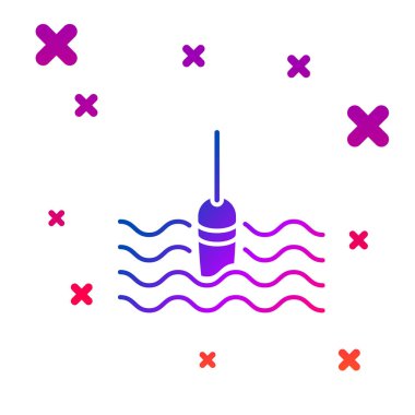 Beyaz arka plan üzerinde izole su simgesi Renk Balıkçılık yüzer. Olta takımı. Gradyan rasgele dinamik şekiller. Vektör İllüstrasyonu