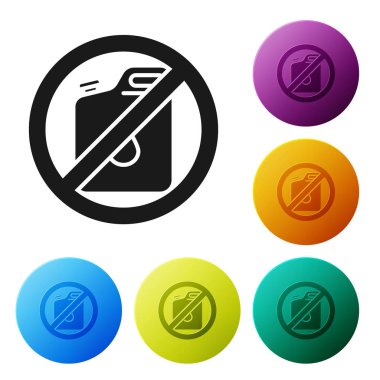 Siyah Beyaz arka plan üzerinde izole benzin simgesi için kutu yok. Dizel gaz simgesi. Simgeleri renkli daire düğmeleri ayarlayın. Vektör İllüstrasyonu