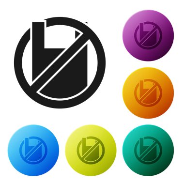 Siyah beyaz arka plan üzerinde izole plastik torba poster simgesi hayır deyin. Tek kullanımlık selofan ve polietilen paket yasağı işareti. Simgeleri renkli daire düğmeleri ayarlayın. Vektör İllüstrasyonu