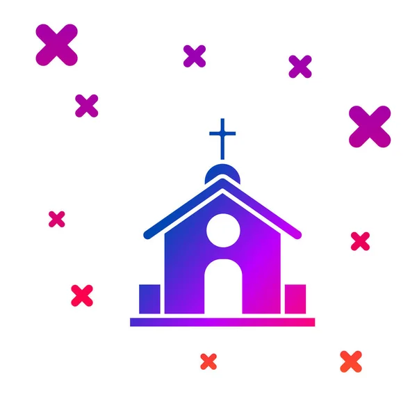 Color Church épület ikon elszigetelt fehér háttérrel. Keresztény egyház. Az egyház vallása. Fokozatos véletlenszerű dinamikus formák. Vektorillusztráció — Stock Vector