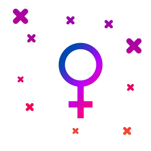 颜色 在白色背景上隔离的女性性别符号图标。维纳斯符号女性有机体或女性的象征。渐变随机动态形状。矢量插图 — 图库矢量图片