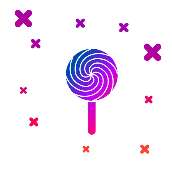 Barevná barva Lollipop, ikona izolovaná na bílém pozadí. Jídlo, výborný symbol. Přechodové náhodné dynamické obrazce. Vektorová ilustrace — Stockový vektor