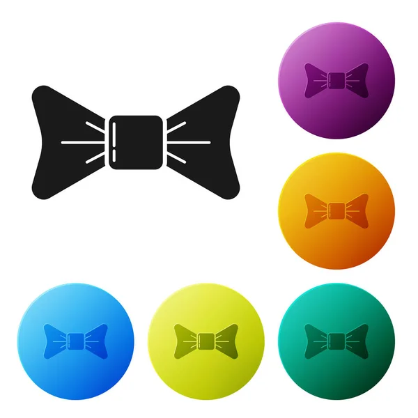 Black Bow tie icon isolated on white background. Set icons colorful circle buttons. Vector Illustration — Stock Vector