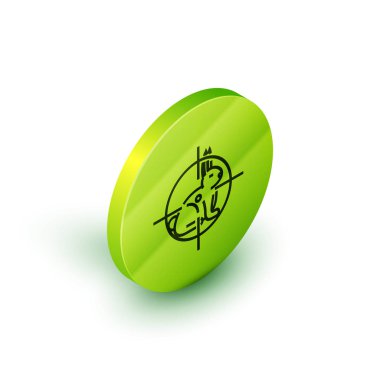 Beyaz arka plan üzerinde izole artı işareti simgesi ile tavşan üzerinde İzometrik çizgi Hunt. Tavşan ve hedef ile Avcılık kulübü logosu. Tüfek lensbir tavşan hedefleyen. Yeşil daire düğmesi. Vektör İllüstrasyonu