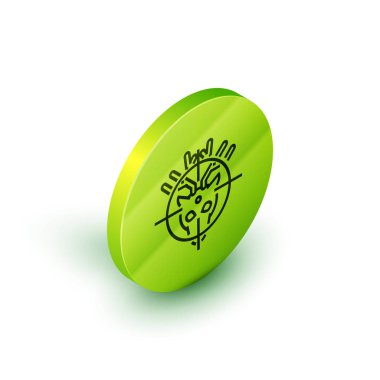 Beyaz arka planda izole artı işareti simgesi ile geyik üzerinde İzometrik çizgi Hunt. Geyik ve hedef ile Avcılık kulübü logosu. Tüfek lensi bir geyiği hedef aldı. Yeşil daire düğmesi. Vektör İllüstrasyonu