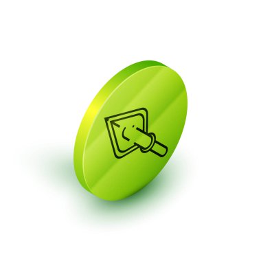 İzometrik çizgi Hipster ok ucu simgesi beyaz arka planda yalıtılmış. Yeşil daire düğmesi. Vektör İllüstrasyonu