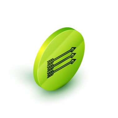 İzometrik çizgi Hipster okları simgesi beyaz arka planda yalıtılmış. Yeşil daire düğmesi. Vektör İllüstrasyonu