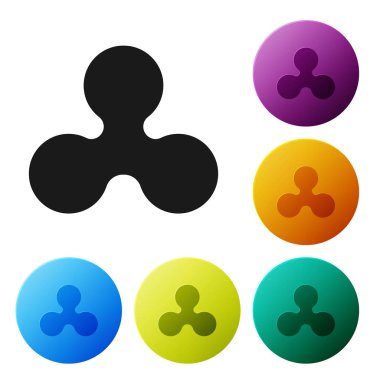 Siyah Cryptocurrency sikke Ripple Xrp simgesi beyaz arka plan üzerinde izole. Altcoin sembolü. Blockchain tabanlı güvenli kripto para birimi. Simgeleri renkli daire düğmeleri ayarlayın. Vektör İllüstrasyonu