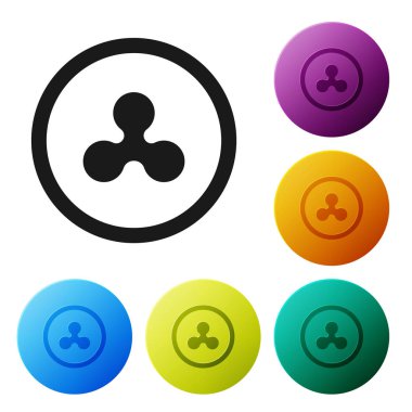 Siyah Cryptocurrency sikke Ripple Xrp simgesi beyaz arka plan üzerinde izole. Altcoin sembolü. Blockchain tabanlı güvenli kripto para birimi. Simgeleri renkli daire düğmeleri ayarlayın. Vektör İllüstrasyonu