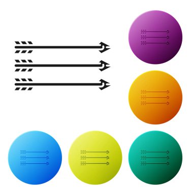 Siyah Hipster oklar simgesi beyaz arka plan üzerinde izole. Simgeleri renkli daire düğmeleri ayarlayın. Vektör İllüstrasyonu