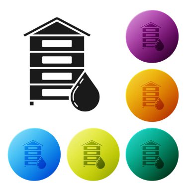 Beyaz arka planda izole arılar simgesi için Siyah Kovan. Arı kovanı sembolü. Apiary ve arıcılık. Tatlı doğal yemekler. Simgeleri renkli daire düğmeleri ayarlayın. Vektör İllüstrasyonu