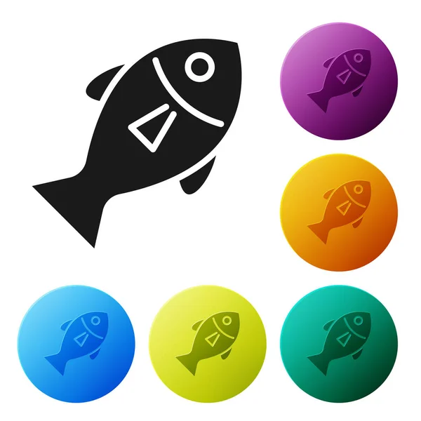 Icono de Black Fish aislado sobre fondo blanco. Establecer iconos botones círculo de colores. Ilustración vectorial — Vector de stock