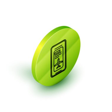 Beyaz arka planda izole elektronik biniş kartı uçak bileti simgesi ile İzometrik hat Smartphone. Web ve uygulama için yolcu uçağı mobil bilet. Vektör İllüstrasyonu