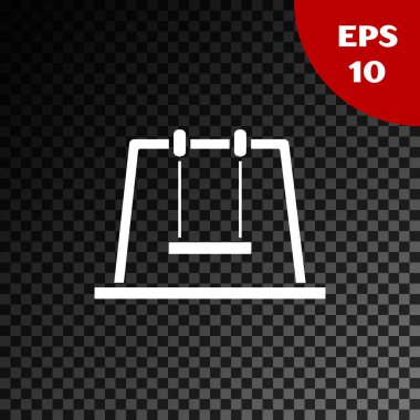 Saydam koyu arka planda yalıtılmış Beyaz Salıncak simgesi. Oyun alanı sembolü. Vektör İllüstrasyonu