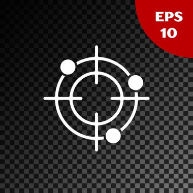 Şeffaf koyu arka plan üzerinde izole rekabet simgesi çekim için Beyaz Hedef spor. Atış poligonu veya tabanca atışı için numaralarla hedefi temizleyin. Vektör İllüstrasyonu