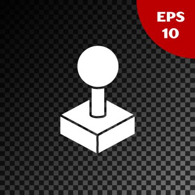 Şeffaf koyu arka plan üzerinde izole arcade makine simgesi için Beyaz Joystick. Joystick oyun kolu. Vektör İllüstrasyonu