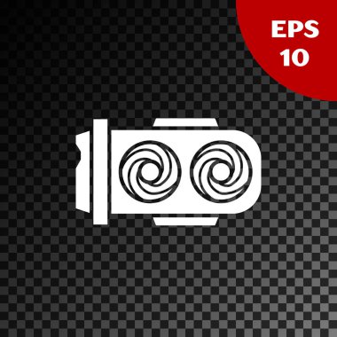 Beyaz Madencilik çiftlik simgesi saydam koyu arka plan üzerinde yalıtılmış. Kripto para madenciliği, blockchain teknolojisi, dijital para piyasası, kripto para cüzdanı. Vektör İllüstrasyonu