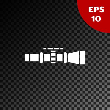 Beyaz Sniper optik görüş simgesi şeffaf koyu arka plan üzerinde izole. Keskin nişancı kapsamı artı işareti. Vektör İllüstrasyonu