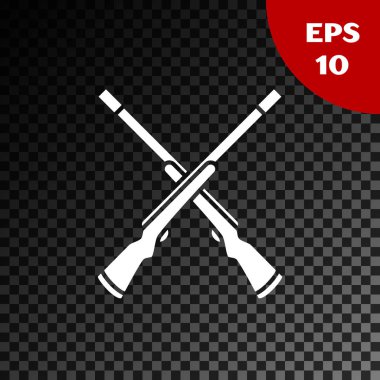 Beyaz İki şeffaf koyu arka plan üzerinde izole av tüfeği simgesi çapraz. Av silahı. Vektör İllüstrasyonu