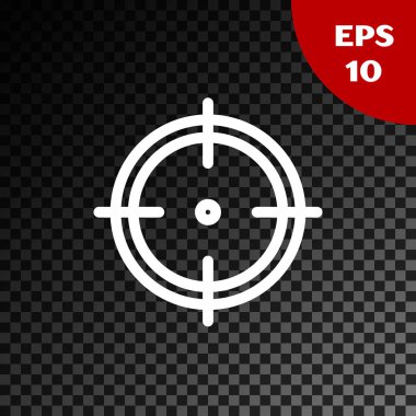 Şeffaf koyu arka plan üzerinde izole rekabet simgesi çekim için Beyaz Hedef spor. Atış mesafesi veya atış için numaralarla hedefi temizleyin. Vektör İllüstrasyonu