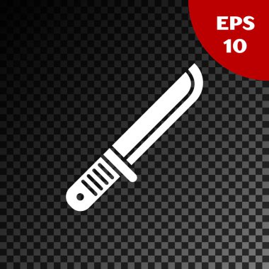 Beyaz Avcı bıçak simgesi şeffaf koyu arka plan üzerinde izole. Çakısı. Vektör İllüstrasyonu