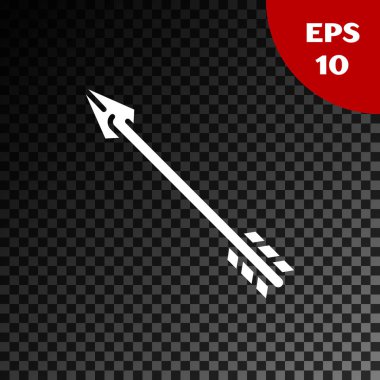 Saydam koyu arka planda yalıtılmış Beyaz Hipster ok simgesi. Vektör İllüstrasyonu