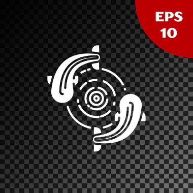 Beyaz Balık simgesi saydam koyu arka plan üzerinde izole. Vektör İllüstrasyonu