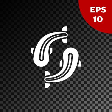 Beyaz Balık simgesi saydam koyu arka plan üzerinde izole. Vektör İllüstrasyonu